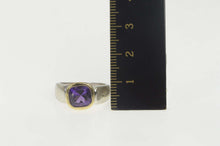 Load image into Gallery viewer, 14K Cushion Amethyst Two Tone Statement Ring Size 6.75 White Gold