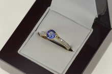 Load image into Gallery viewer, 10K Round Tanzanite Diamond Bypass Engagement Ring Size 8.25 Yellow Gold