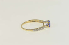 Load image into Gallery viewer, 10K Round Tanzanite Diamond Bypass Engagement Ring Size 8.25 Yellow Gold
