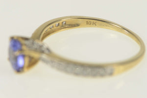 10K Round Tanzanite Diamond Bypass Engagement Ring Size 8.25 Yellow Gold