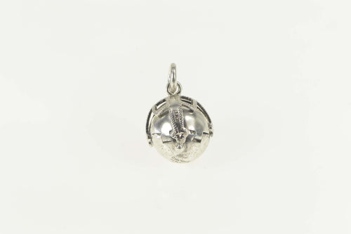 Sterling Silver Ornate Etched Nature Life Symbol Ball Charm/Pendant