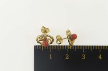Load image into Gallery viewer, 14K Retro Coral Scroll Filigree Round Stud Earrings Yellow Gold