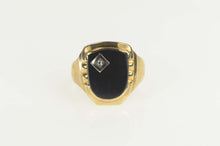 Load image into Gallery viewer, 10K 1930&#39;s Black Onyx Diamond Accent Shield Ring Size 9.5 Yellow Gold