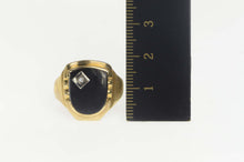 Load image into Gallery viewer, 10K 1930&#39;s Black Onyx Diamond Accent Shield Ring Size 9.5 Yellow Gold