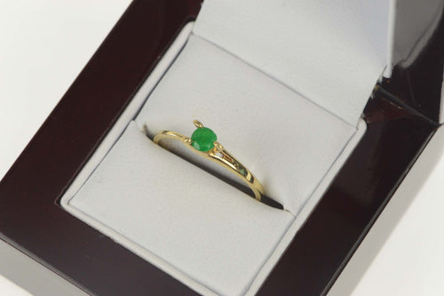 10K 0.20 Ct Natural Emerald Unique Engagement Ring Size 7.25 Yellow Gold