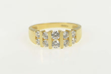 Load image into Gallery viewer, 14K Cubic Zirconia Striped Graduated Band Ring Size 8 Yellow Gold