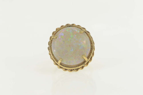 18K 1960's 17.00 Ct Opal Handmade Cocktail Ring Size 7.75 Yellow Gold