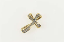 Load image into Gallery viewer, 14K 0.25 Ctw Diamond Wavy Cross Christian Pendant Yellow Gold