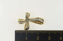 Load image into Gallery viewer, 14K 0.25 Ctw Diamond Wavy Cross Christian Pendant Yellow Gold