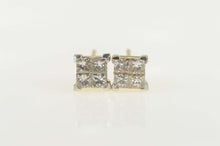 Load image into Gallery viewer, 14K 0.64 Ctw Princess Diamond Cluster Stud Earrings Yellow Gold