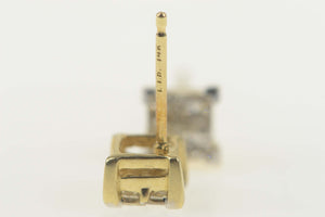 14K 0.64 Ctw Princess Diamond Cluster Stud Earrings Yellow Gold