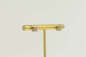 14K 0.64 Ctw Princess Diamond Cluster Stud Earrings Yellow Gold