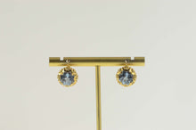 Load image into Gallery viewer, 18K 1940&#39;s Blue Topaz Ornate Dangle Statement Earrings Yellow Gold