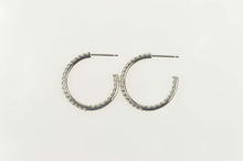 Load image into Gallery viewer, 14K 0.50 Ctw Pave Diamond Outside Semi Hoop Earrings White Gold