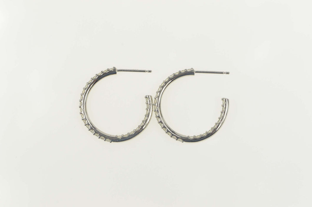 14K 0.50 Ctw Pave Diamond Outside Semi Hoop Earrings White Gold