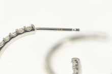 Load image into Gallery viewer, 14K 0.50 Ctw Pave Diamond Outside Semi Hoop Earrings White Gold