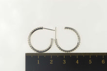 Load image into Gallery viewer, 14K 0.50 Ctw Pave Diamond Outside Semi Hoop Earrings White Gold