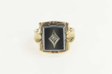 Load image into Gallery viewer, 10K 1930&#39;s Hematite Diamond Accent Ornate Ring Size 8.75 Yellow Gold