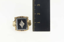 Load image into Gallery viewer, 10K 1930&#39;s Hematite Diamond Accent Ornate Ring Size 8.75 Yellow Gold