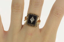 Load image into Gallery viewer, 10K 1930&#39;s Hematite Diamond Accent Ornate Ring Size 8.75 Yellow Gold