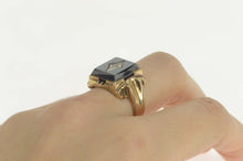 Load image into Gallery viewer, 10K 1930&#39;s Hematite Diamond Accent Ornate Ring Size 8.75 Yellow Gold