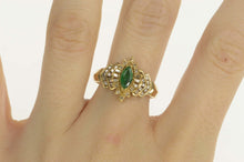 Load image into Gallery viewer, 14K 0.65 Ctw Marquise Emerald Diamond Statement Ring Size 10 Yellow Gold