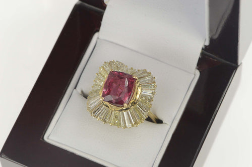 14K 6.69 Ctw Tourmaline Diamond Ballerina Halo Ring Size 8.25 Yellow Gold