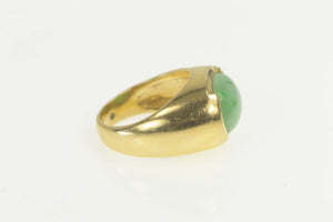 14K Oval Jade Cabochon Classic Statement Ring Size 7.75 Yellow Gold