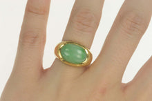 Load image into Gallery viewer, 14K Oval Jade Cabochon Classic Statement Ring Size 7.75 Yellow Gold