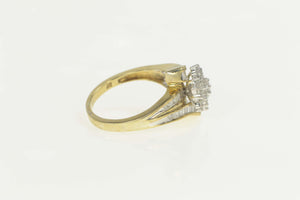10K Diamond Cluster Baguette Accent Bypass Ring Size 7.25 Yellow Gold