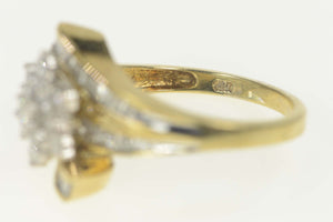 10K Diamond Cluster Baguette Accent Bypass Ring Size 7.25 Yellow Gold