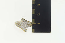 Load image into Gallery viewer, 10K Diamond Cluster Baguette Accent Bypass Ring Size 7.25 Yellow Gold