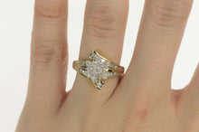 Load image into Gallery viewer, 10K Diamond Cluster Baguette Accent Bypass Ring Size 7.25 Yellow Gold