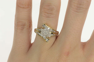 10K Diamond Cluster Baguette Accent Bypass Ring Size 7.25 Yellow Gold