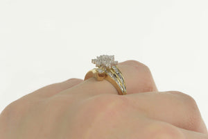 10K Diamond Cluster Baguette Accent Bypass Ring Size 7.25 Yellow Gold