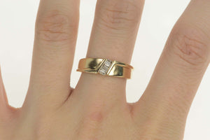 10K Baguette Diamond Bypass Wedding Band Ring Size 10 Yellow Gold