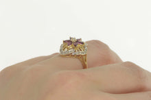 Load image into Gallery viewer, 14K Diamond Ruby Flower Ornate Cocktail Ring Size 6 Yellow Gold