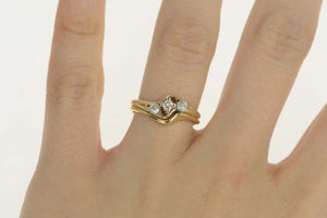 14K 0.27 Ctw Diamond Engagement Bridal Set Ring Size 7.25 Yellow Gold