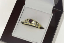 Load image into Gallery viewer, 14K Oval Ruby Diamond Channel Engagement Ring Size 7 Yellow Gold