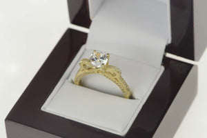 14K Pave Bow Cathedral Travel Engagement Ring Size 8 Yellow Gold