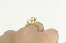 Load image into Gallery viewer, 14K Pave Bow Cathedral Travel Engagement Ring Size 8 Yellow Gold