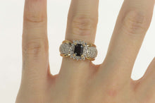Load image into Gallery viewer, 14K 1.65 Ctw Sapphire Diamond Engagement Ring Size 6.5 Yellow Gold