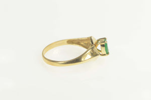 14K Natural Emerald Oval Cut Engagement Bypass Ring Size 8 Yellow Gold