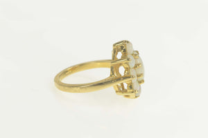 14K 1950's Marquise Natural Opal Halo Cocktail Ring Size 6.25 Yellow Gold
