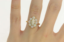 Load image into Gallery viewer, 14K 1950&#39;s Marquise Natural Opal Halo Cocktail Ring Size 6.25 Yellow Gold