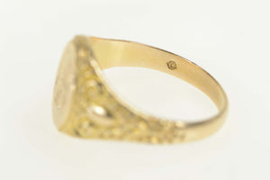 14K Edwardian Scroll Etched ABS Monogram Initial Ring Size 7.25 Yellow Gold