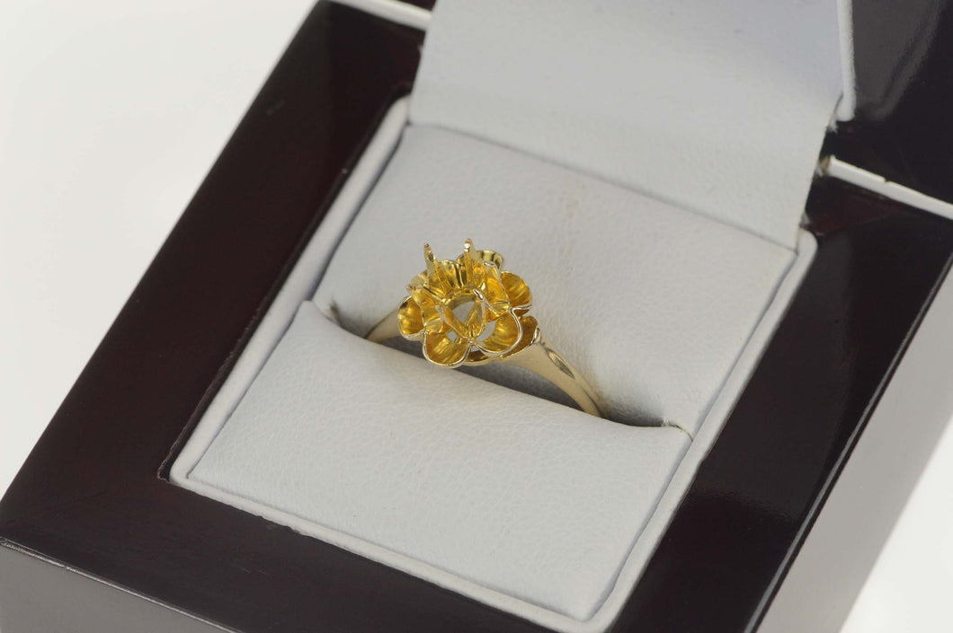 14K Victorian Buttercup 5mm Engagement Setting Ring Size 7 Yellow Gold