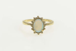 10K Natural Opal Diamond Halo Engagement Ring Size 6 Yellow Gold