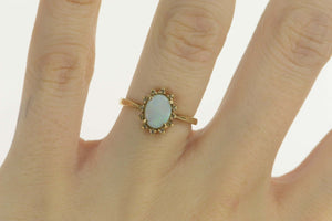 10K Natural Opal Diamond Halo Engagement Ring Size 6 Yellow Gold