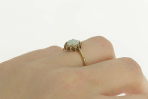 10K Natural Opal Diamond Halo Engagement Ring Size 6 Yellow Gold